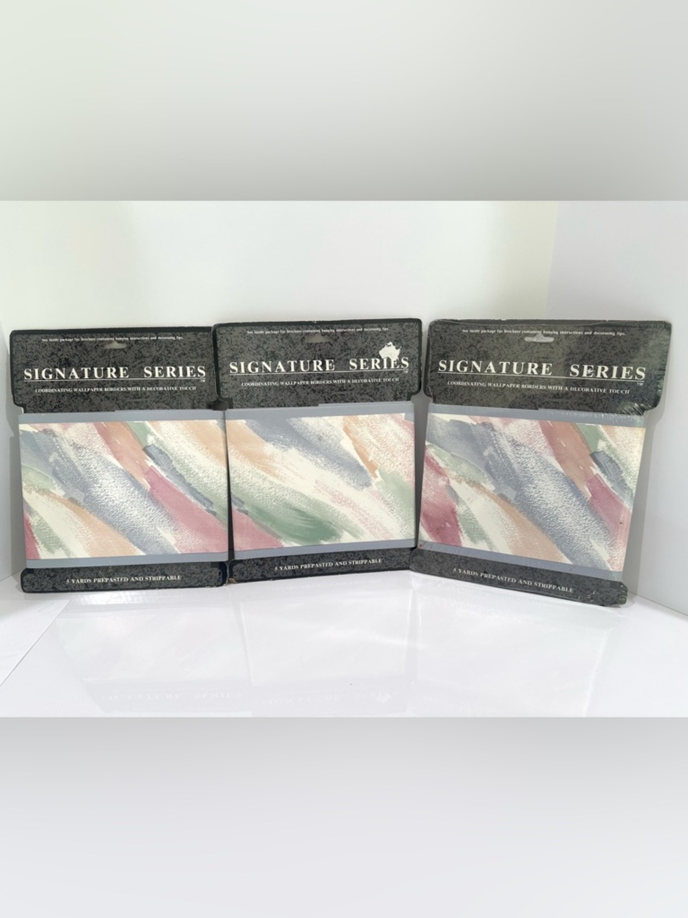 Vtg Wallpaper Wall Border Brushstrokes Pastel Southwest 90s Design 15 Yards 5